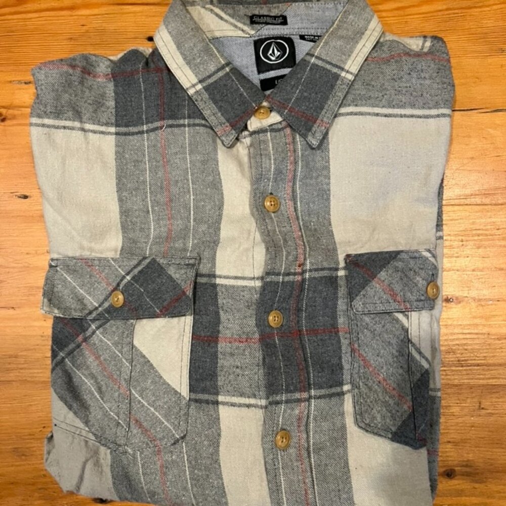 Volcom Flannel Shirt Grey  - Large